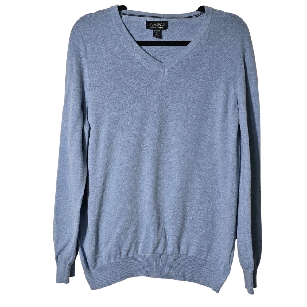 Jos. A. Bank Men's‎ Sweater L Blue V-Neck Pima Cotton Pullover Tailored Fit